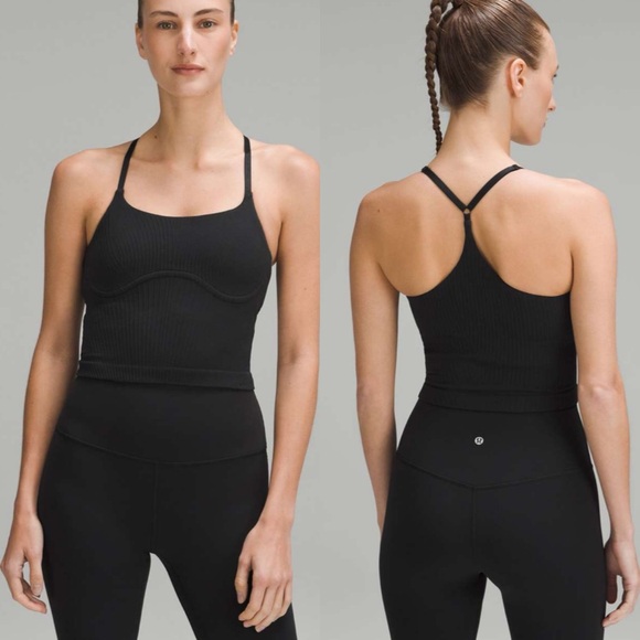 Lululemon Womens Strappy Seamless Yoga Shelf Tank Top Ribbed Size 6 Workout - Picture 1 of 7